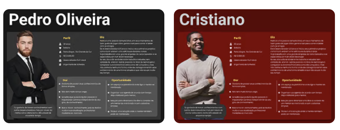 Cartões de perfil de mentores